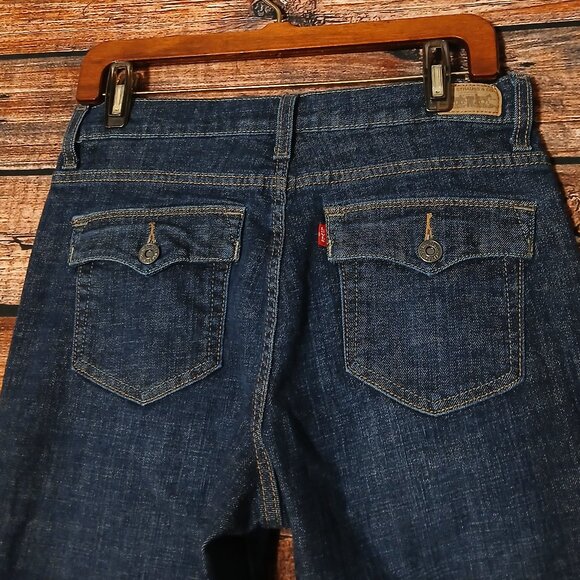 Levis 512 Jeans 10 Petite Perfectly Slimming Boot Cut Dark Wash Blue Denim - Picture 5 of 10